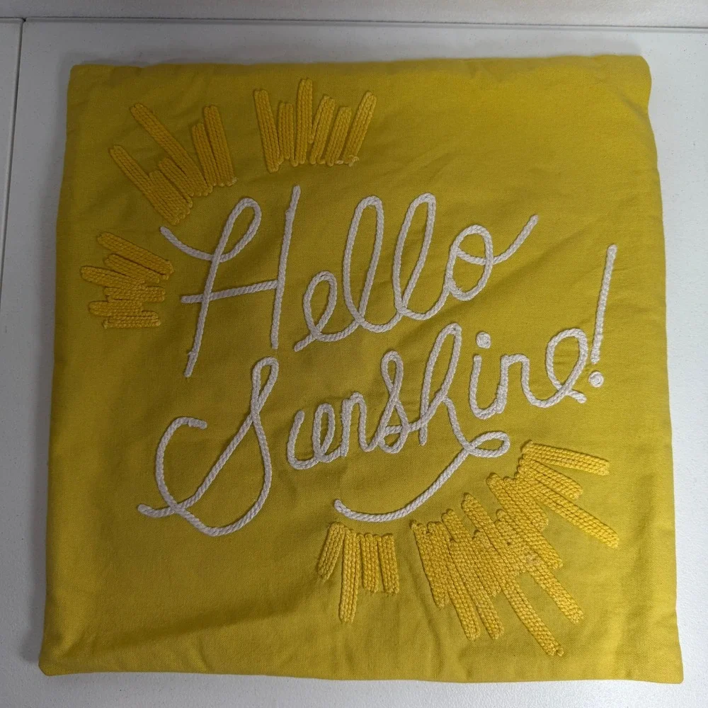 Rifle Paper Co 18x18 Throw Pillow Cover Hello Sunshine Embroidered Loloi Yellow